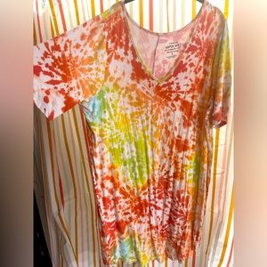 Torrid knit midi orange tie dye dress size 3